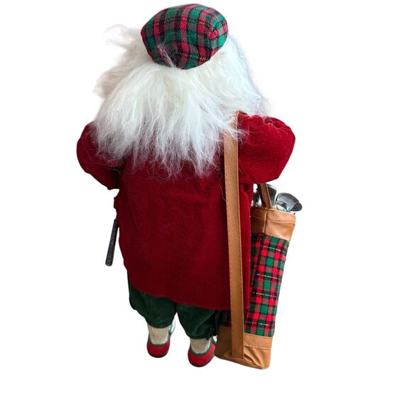 Big 17.25" Joyous Golf Golfer Santa Figure Bringing Holiday Cheer - Picture 7 of 8